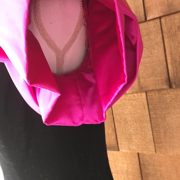 Vintage 1980s Ann Hobbs for cattiva black velvet and pink bow dress, size 10 - Picture 6 of 7